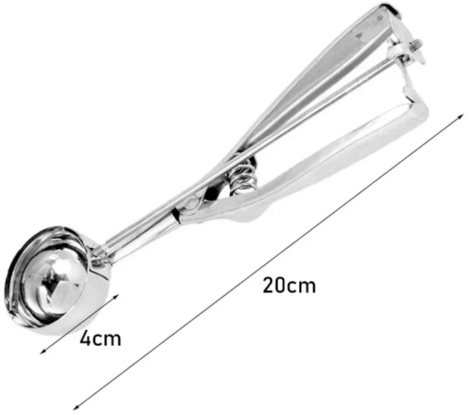 주방용 트리거가 있는 쿠키 스쿠프 가족 아이스크림 컵케이크 머핀 미트발 스테인레스 스틸, 01 4cm, 1개