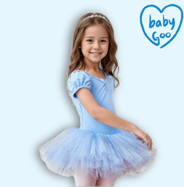 베이비구 어린이발레복 리본글리터 일체형 반팔