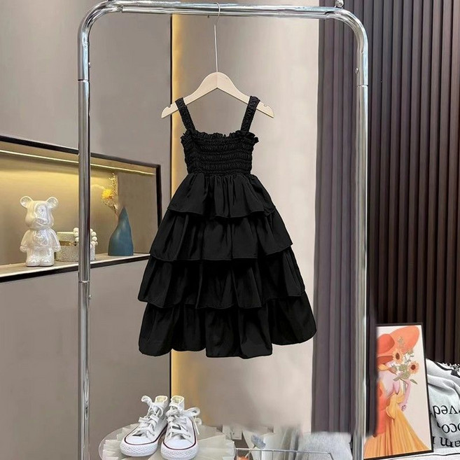 해피유통 여름 민소매 패션 퍼프 드레스 조절 가능한 어깨끈 디자인 디자인14세 이상