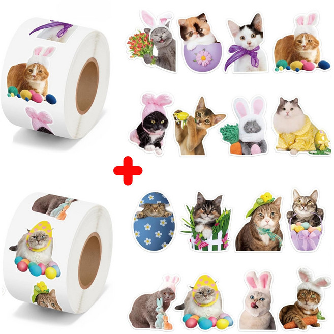 2롤세트 고양이 스티커 500pcs, 01. 혼합(S6221) 500매, 1개