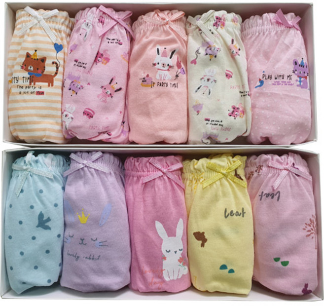 키즈스 여아용 솜사탕 삼각팬티 10종 세트