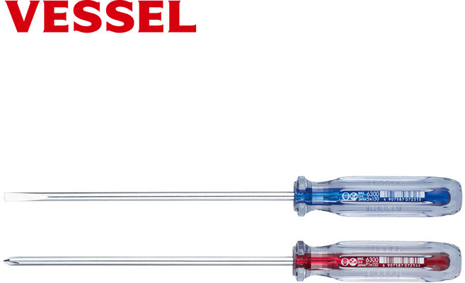 베셀 VESSEL 드라이버 6300 십자 1x250mm(+) 크리스탈 라인칼라 드라이버, 6300 십자 2x300mm(+), 1개