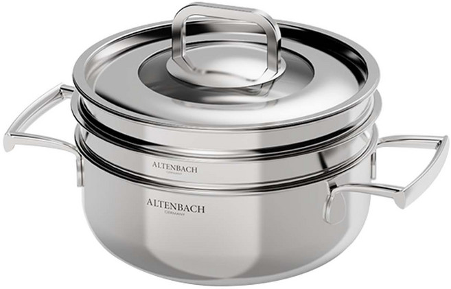 알텐바흐 316Ti 통5중 올인원 멀티 쿠커 양수냄비 20cm, 스테인리스, 1개