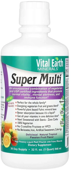 바이탈얼스미네럴 슈퍼 멀티 천연 트로피컬 패션프루트 946ml(32fl oz), VEM00002, 1개, 946ml - 쿠팡