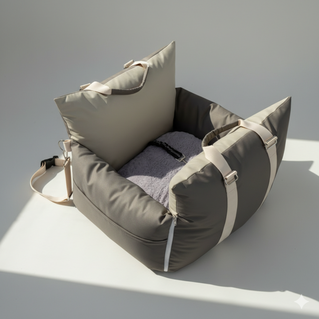 강아지 카시트 탈부착 가능 기계세탁 용이세탁 차량용 강아지 매트, 1개, 짙은 회색