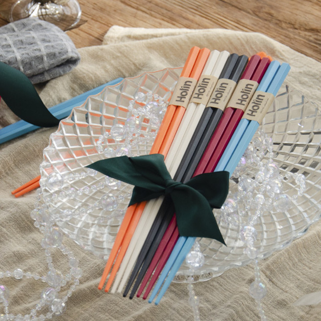 업소용 육각 일식 중식 한식 PBT소재 플라스틱 젓가락, 1세트, 혼합색상, 10벌