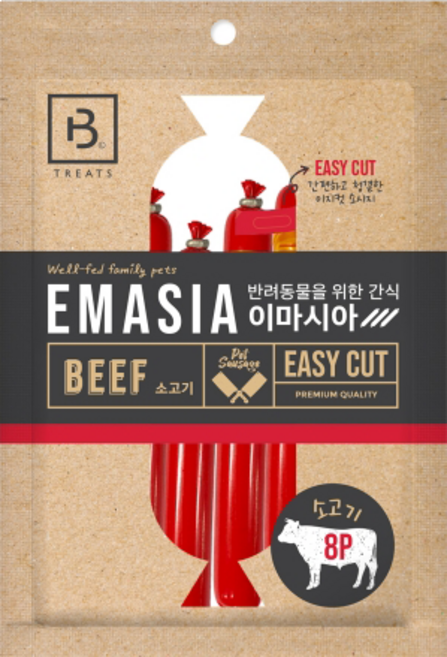 이마시아 강아지 소세지 간식 애견 훈련 8ea x 2, 이마시아 소고기 8Px2개, 240g, 1개