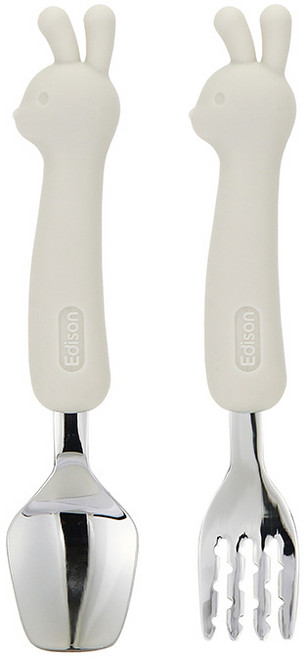 에디슨 유아 실리콘 스푼 포크 케이스 2종 세트, 스푼+포크+케이스, 1세트, 0                            크