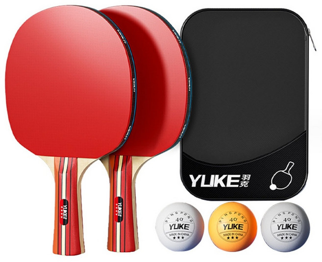 라온 탁구라켓 쉐이크핸드 탁구채 세트 라켓 2P+탁구공 3p+파우치 세트, 기본형, 1개