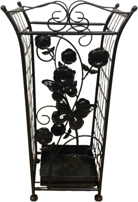 歐式復古花卉蝴蝶鐵藝傘架, 黑色, 1個