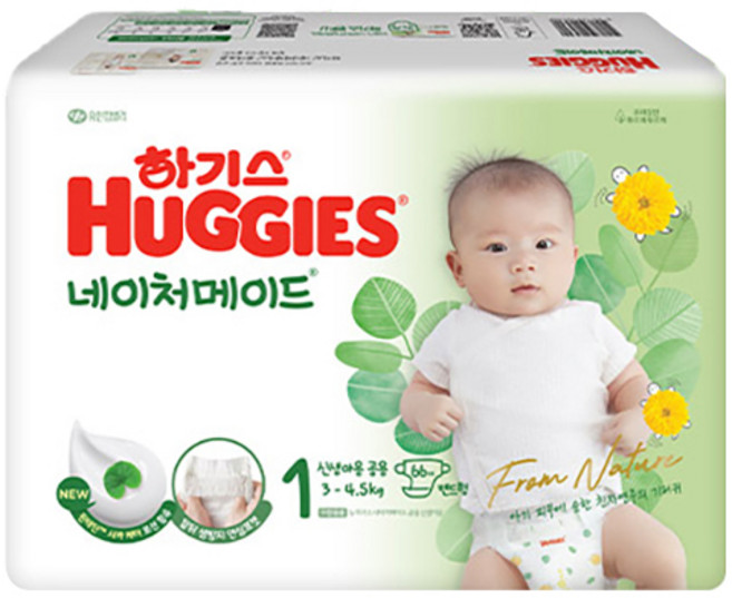 하기스 NEW 네이처메이드 밴드형 기저귀 아동공용, 1단계, 132매