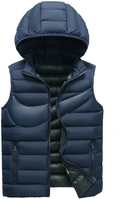 남성용 뉴 가을 겨울 두꺼운 면 후드 패션 패딩 조끼 YD 뉴타임즈 J257S094