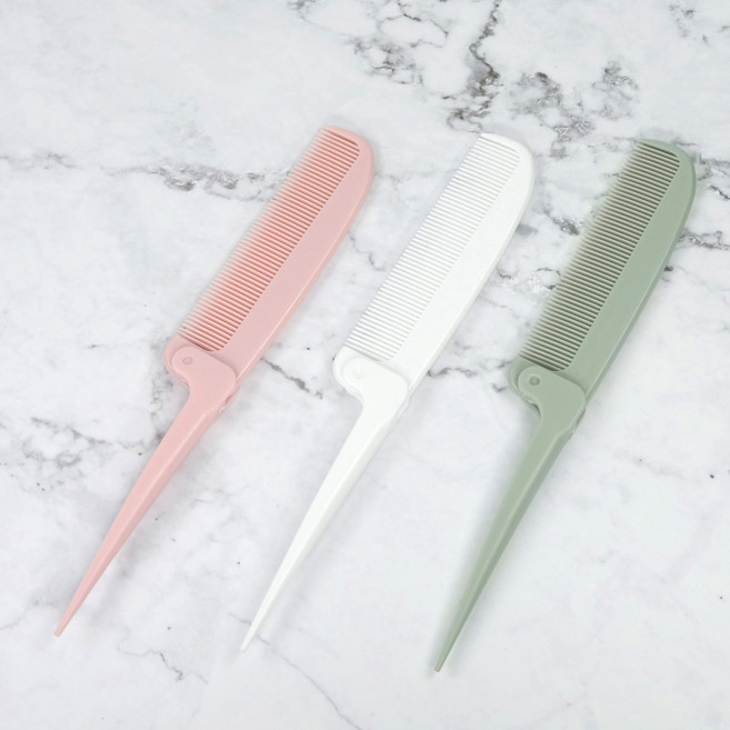 파스텔컬러 엉킴방지 접이식 꼬리빗, 라이트핑크, 1개