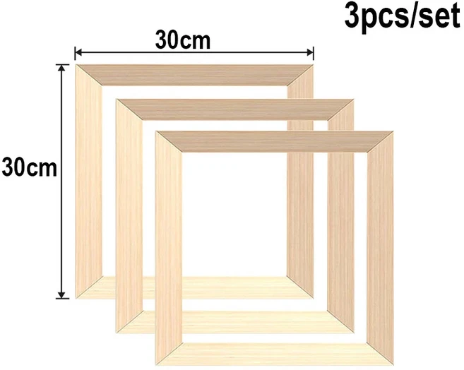 벽 캔버스 프레임에 대 한 3pcs 나무 그림 프레임 다이아몬드 대형 및 포스터 소나무 복합 장식, 3pcs 30x30cm, 05 3pcs 30x30cm