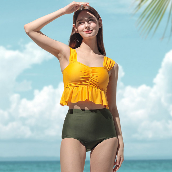 에어워크서프 여성 프릴 배색 비키니