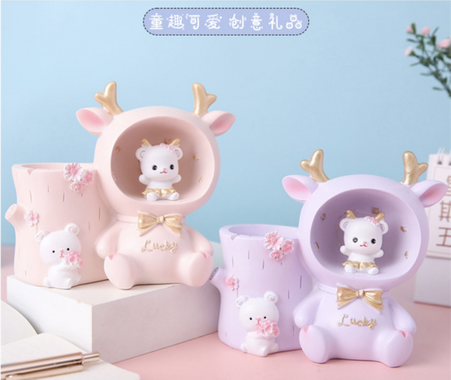 幸運鹿造型擺飾，童趣可愛創意禮品, 紫色, 1個