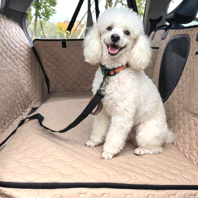 튼튼하개 강아지카시트 풀커버 뒷좌석 방수 반려견 펫시트, 1세트, 라이트베이지