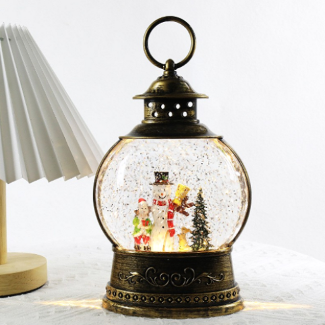 루미에르 크리스마스 소품 스노우볼 오르골 워터볼 무드등 인테리어 장식, 2.원형 랜턴, 눈사람