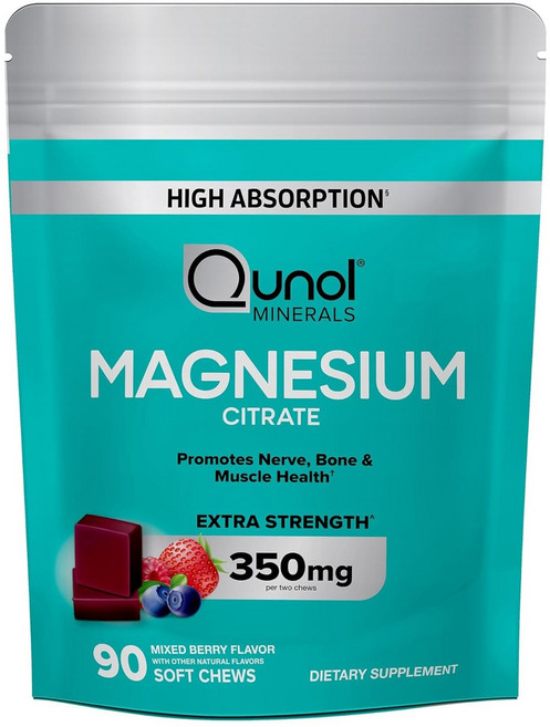 퀴놀 마그네슘 시트레이트 350mg 믹스드 베리 플레이버 소프트 츄, 1개, 90정