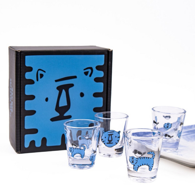 민화샵 작호도 전통 소주잔, 1개, 율아트 작호도 소주잔 세트 D2600040