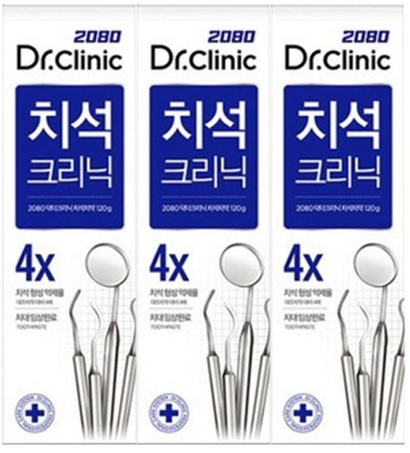 2080 닥터크리닉 치석치약 120g, 3개