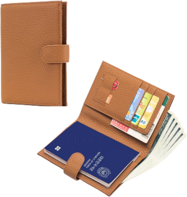 어썸트립 안티스키밍 소가죽 여권케이스 RFID차단 여권지갑