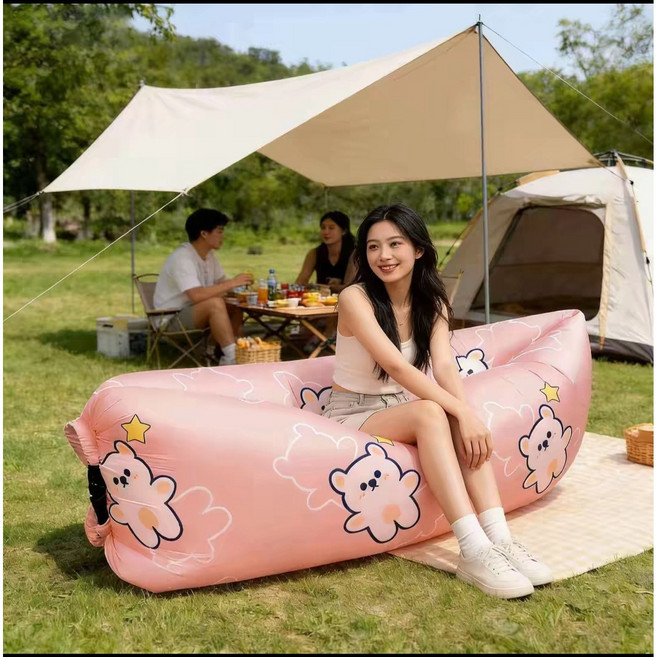 초대형 캠핑 에어소파 에어매트 휴대용 에어베드 피크닉 차박 낚시 야외용 빈백캠핑 피크닉 낚시, 오렌지