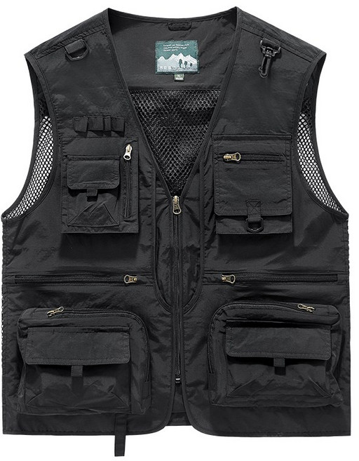 SYRM 여름 남성 아웃도어 멀티포켓 낚시 조끼 낚시복 캐주얼 등산 조끼 점퍼