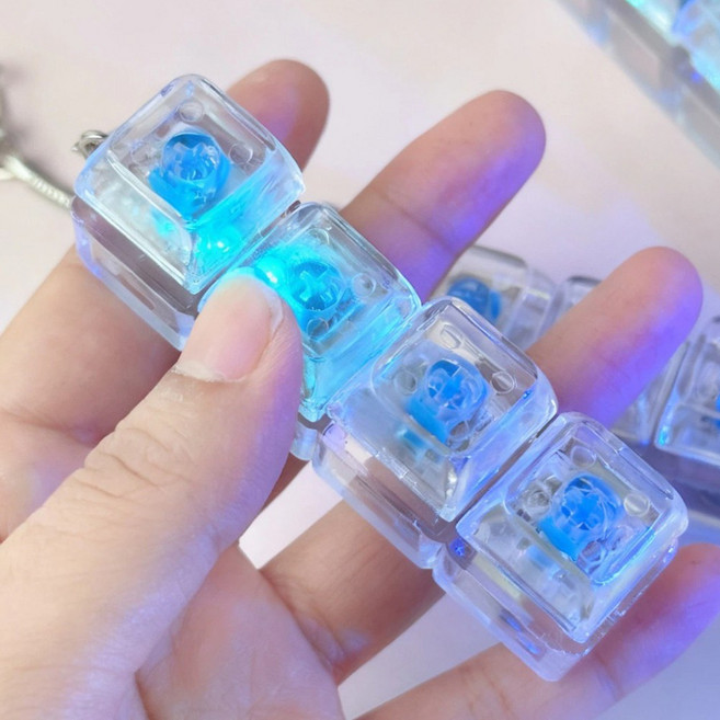 LED 키캡 키링 4구 투명 청축 키보드 딸깍이 피젯 스위치, 1개