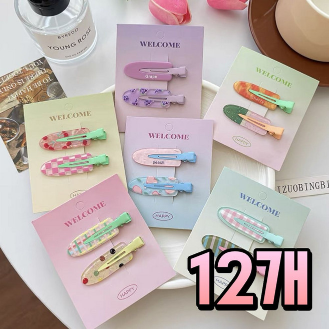 과일 파스텔 미니 앞머리 집게핀 12개