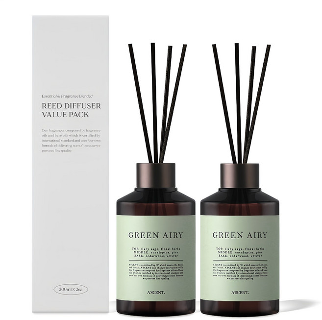 에이센트 퍼퓸드 디퓨저, 그린에어리, 200ml, 2개