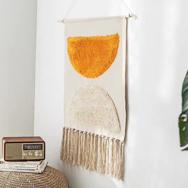 루비바 패프릭 포스터 거실 감성 벽 인테리어 소품, 옐로우화이트