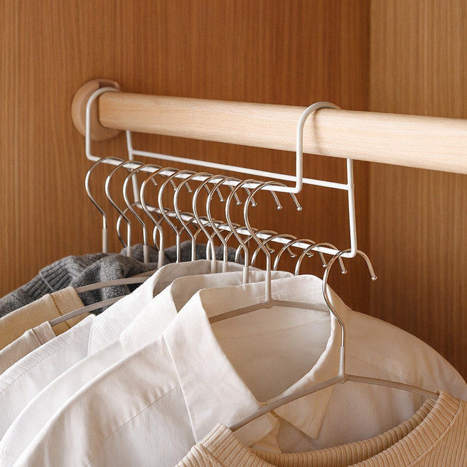 리빙만렙 (1+1) 공간활용 2단 옷걸이 행거 옷장수납, 2개, 화이트(ALS633)