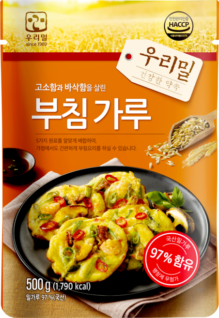 우리밀 고소하고 바삭한 부침가루 국산밀가루 97% 함유 500g, 1개