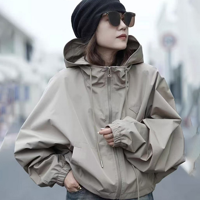 SELEAD 여성후드집업 트렌치코트 봄가을자켓 숏자켓 바람막이 후드바람막이 숏트렌치코트 캐주얼