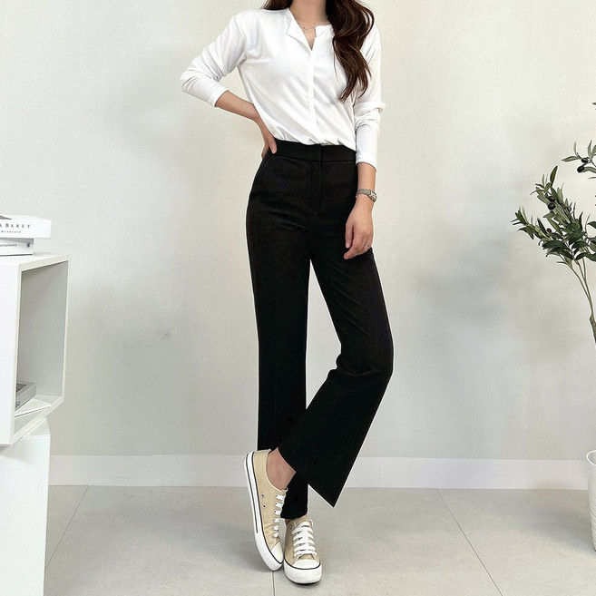 여성 라인 부츠컷 팬츠 빅사이즈여성의류 밴딩 슬랙스 히든밴딩 스판바지 봄 여름 가을