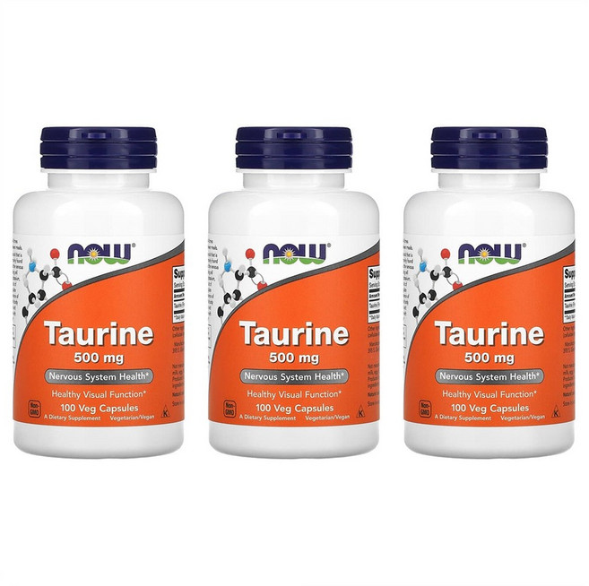 나우푸드 타우린 500mg 식물성 캡슐 100정, 3개