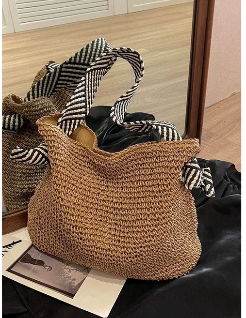 ZARA 자라 밀짚 가방 여성 신상품 해변 여행 대용량 어깨 숄더 토트백 데일리