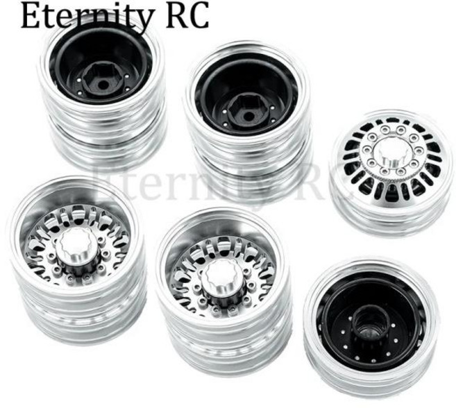 리어카 바퀴 Tamiya 휠 타이어 완전 세트 금속 전방 및 후방 휠 허브 1/14 RC 트레일러 트랙터 트럭 자동, 한개옵션0, 1개