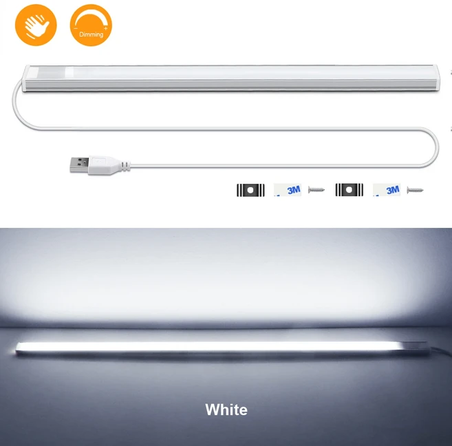 30/40/50CM LED 캐비닛 라이트 바 핸드 스윕 센서 야간 조명 USB 전원 주방 침실 램프/디밍이 가능한 밝기, 03 50CM