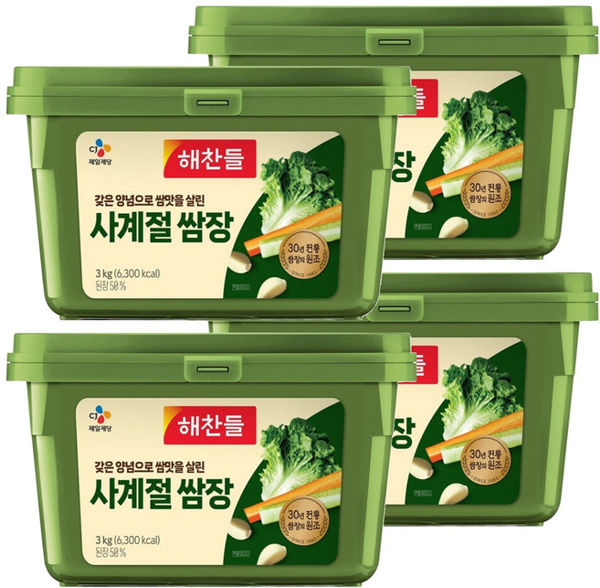 해찬들 사계절 쌈장, 3kg, 4개
