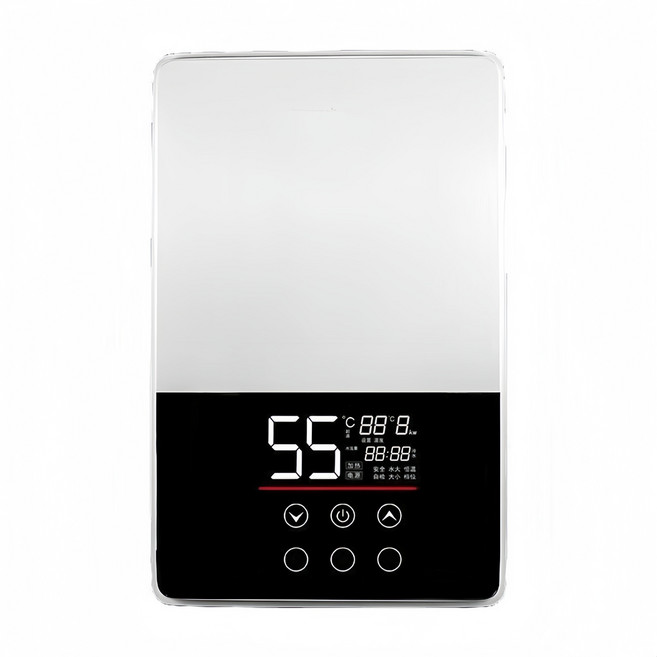 YAPOGI 가정용 화장실 세면대 급속가열 온도 표시 온도조절가능 온수기 전기 온수기 순간 온수기, 화이트+블랙