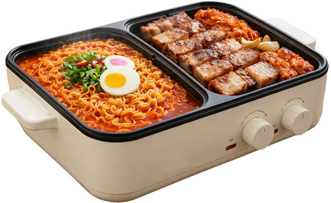 하드라인 반반 전기그릴 미니 멀티 그릴팬 멀티쿠커, 하드라인 전기그릴