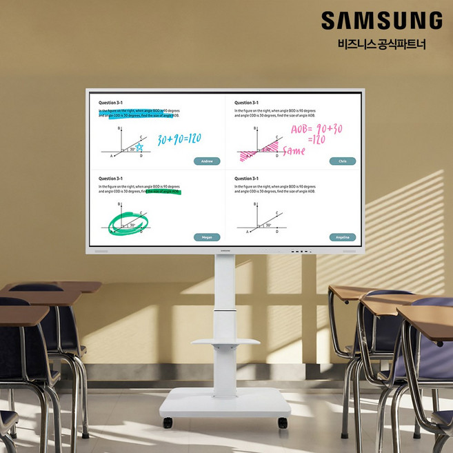 삼성 전자칠판 플립 프로 65인치 WM65B 인강 교실 기업 회의용 대형 터치 화이트보드, 방문설치, 이동형 스탠드, Flip Pro, 163.9cm(65인치)