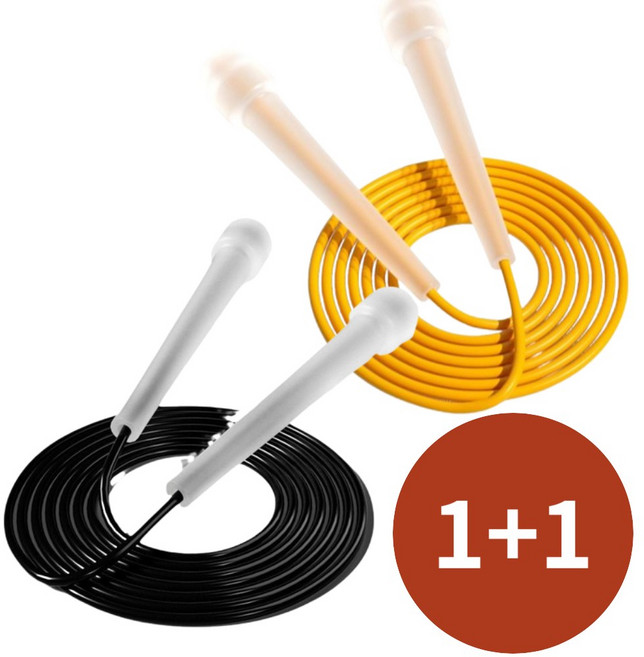 듀나스 다이어트 초경량 투명 기본 줄넘기 1+1, 블랙+핑크, 1개