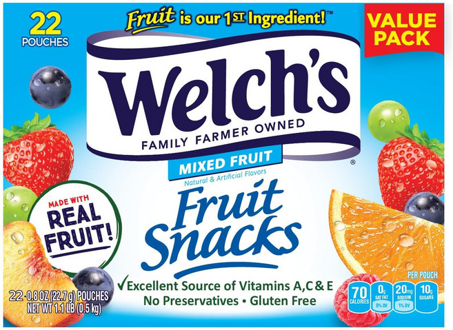 Welch's 믹스드 프루트 스낵, 22개