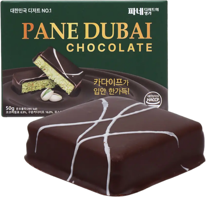 파네 두바이 초콜릿 카다이프 피스타치오 프리미엄 초콜렛, 6개, 50g