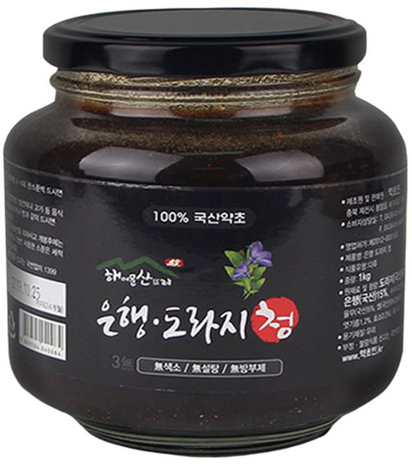 약초인 무설탕 은행도라지청 1kg 국산도라지 국산은행, 1개