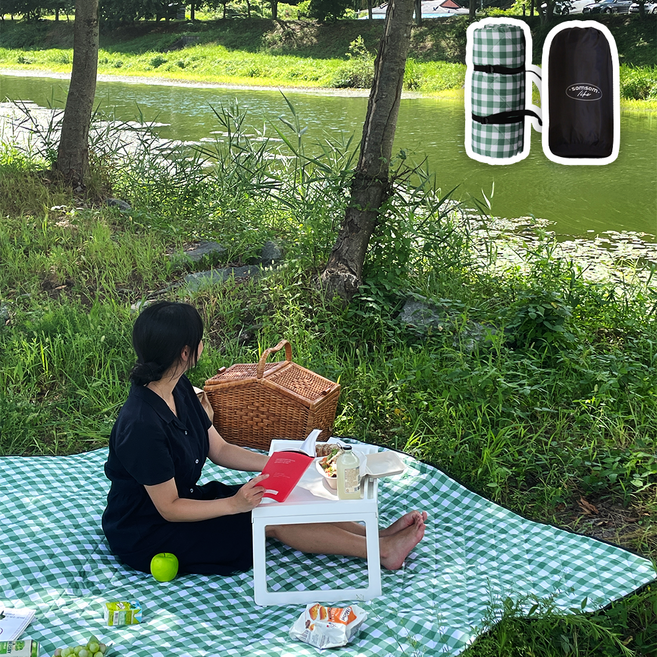 솜솜라이크 피크닉 매트 두꺼운 방수 돗자리, 프리미엄 그린