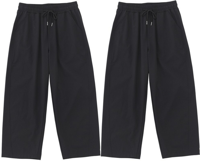 비비진 여성용 편안한 배기핏 와이드 여름 쿨스판 엄마바지 8부 밴딩팬츠 1+1